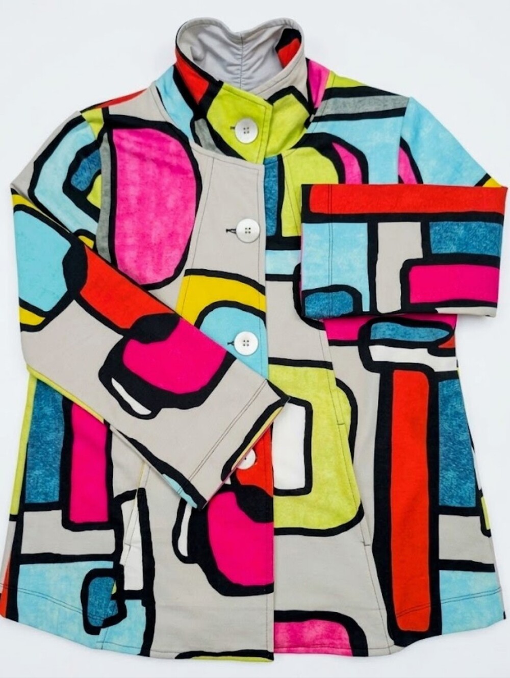 Simply Art By Dolcezza Abstract High Collar Jacket Women's Small